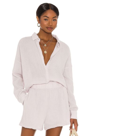 NEW Size M MONROW Relaxed Blouse in Chalk REVOLVE MSRP $128 - Picture 1 of 8